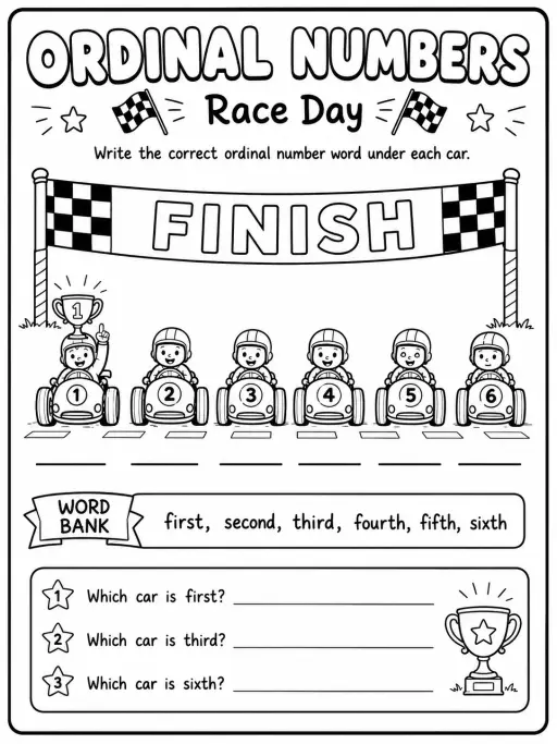 Ordinal Numbers Worksheet Pack