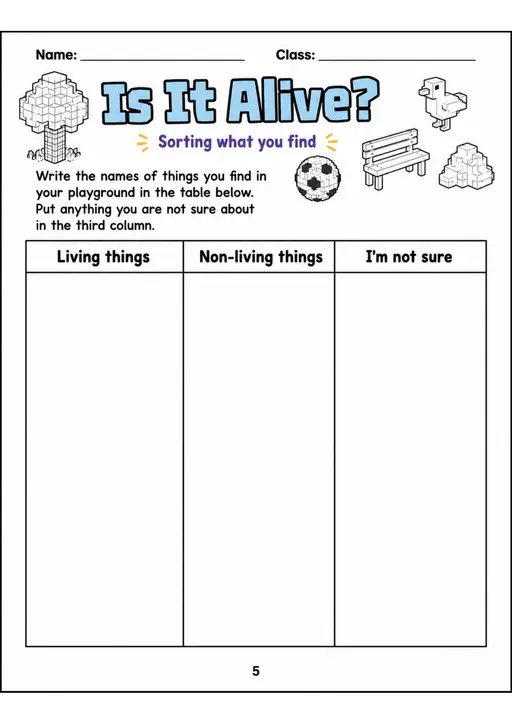 Is It Alive? - Grade 3 Science Worksheet