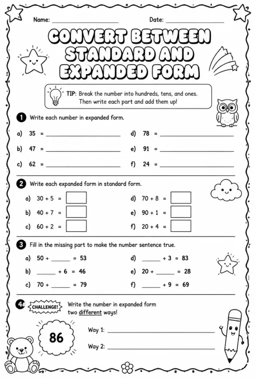 Convert between standard and expanded form