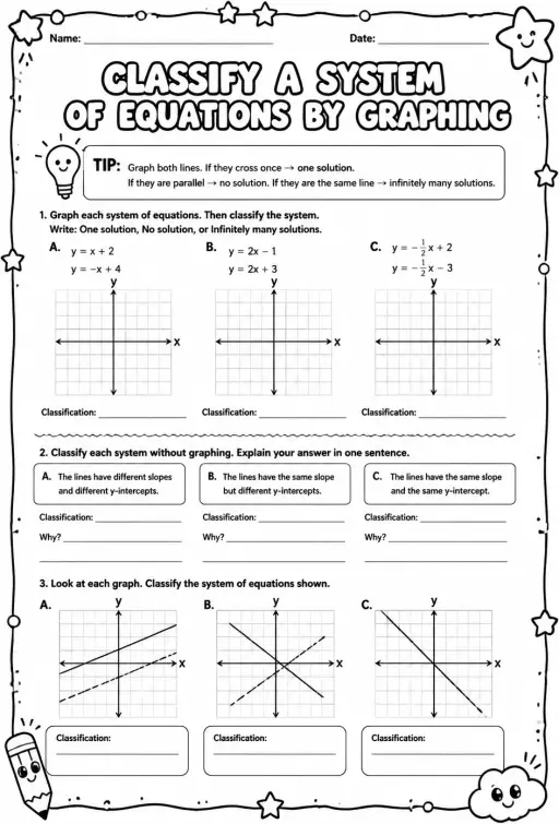 Classify a system of equations by graphing