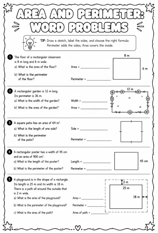 Area and perimeter: word problems