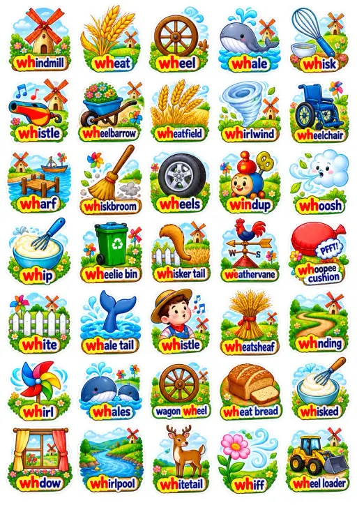 Wh Words Picture Set English Vocabulary Stickers