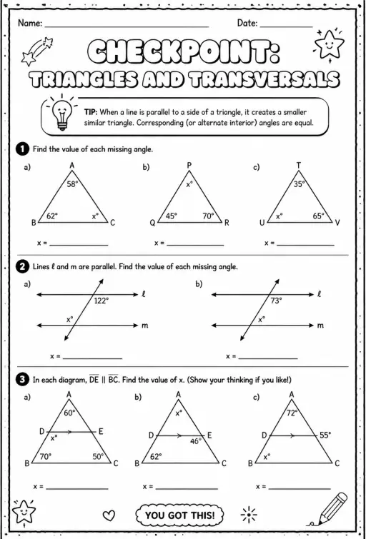 Checkpoint: Triangles and transversals