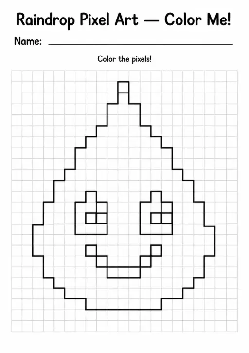 Raindrop Pixel Art Coloring Page