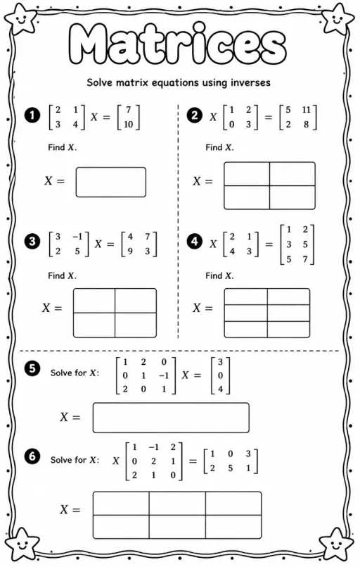Solve matrix equations using inverses