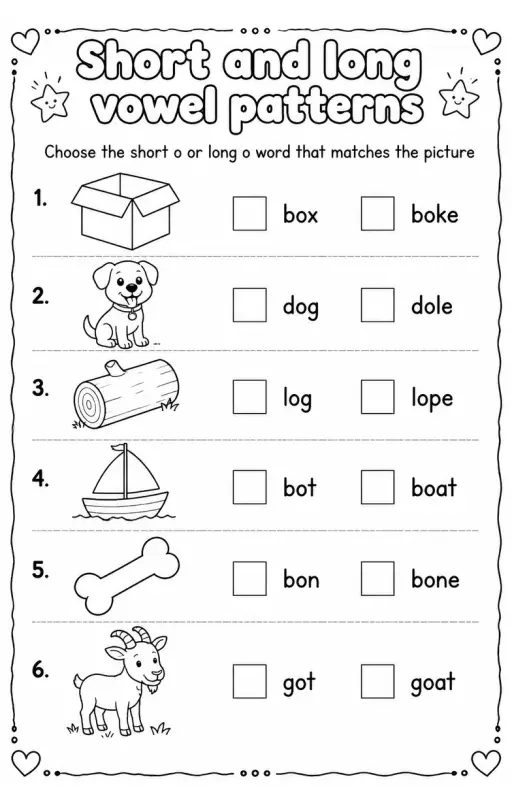 Choose the short o or long o word that matches the picture