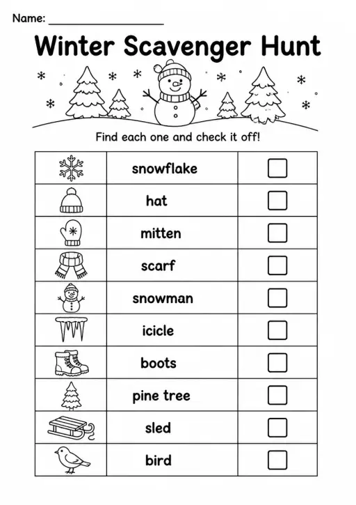 Winter Scavenger Hunt — Grade 1