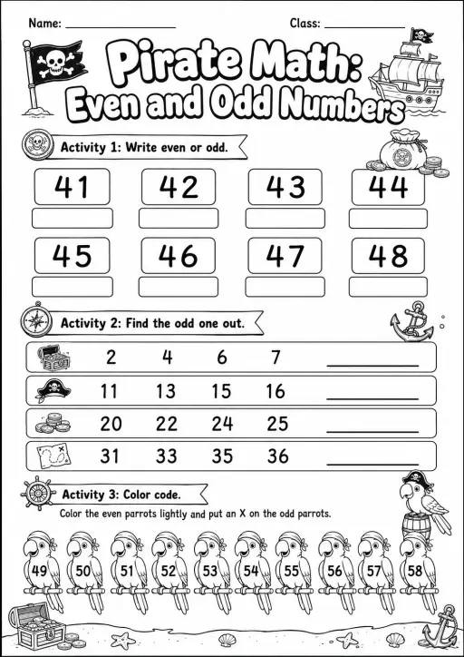 Pirate Math: Capacity and Volume Worksheet