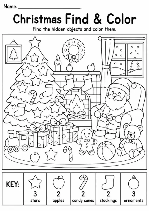Christmas Find & Color — Kindergarten