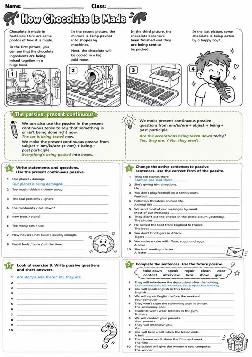 How Chocolate Is Made: Passive Voice 8 | Grades 5-6 Grammar Worksheet
