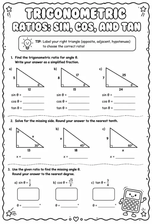 Trigonometric ratios: sin, cos, and tan