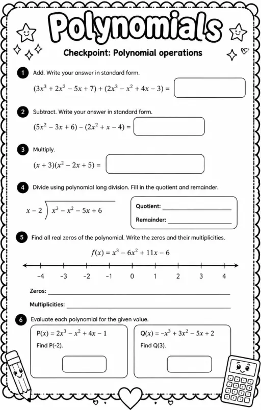 Checkpoint: Polynomial operations
