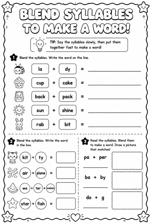 Blend syllables together to make a word
