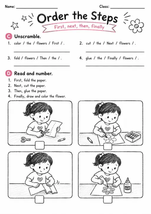 Order The Steps | Grade 2 English Language Arts Worksheet