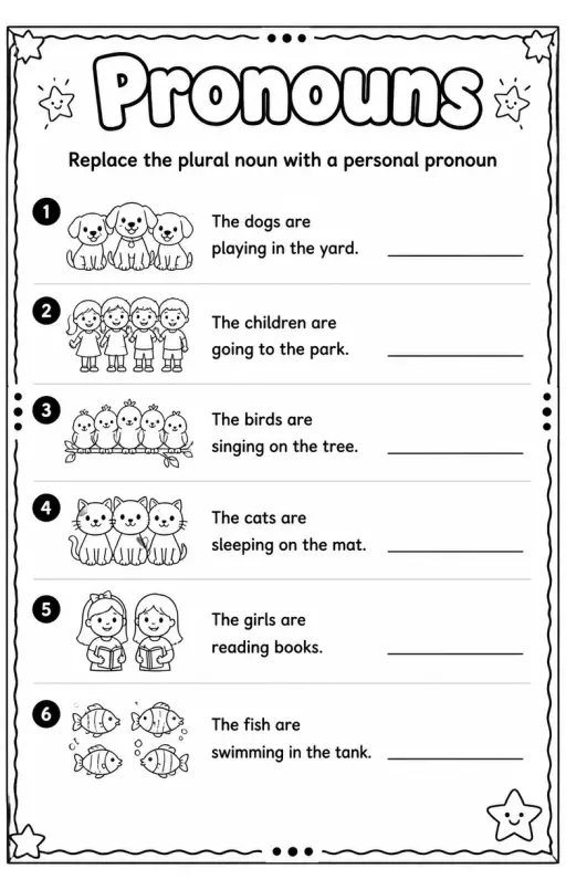 Replace the plural noun with a personal pronoun