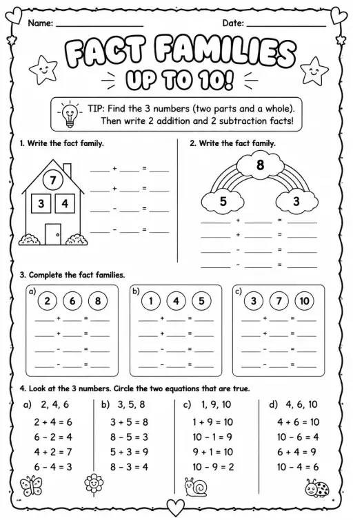 Fact families - up to 10