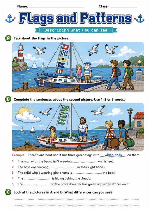 Cambridge Flyers - Flags and Patterns | Free Worksheet