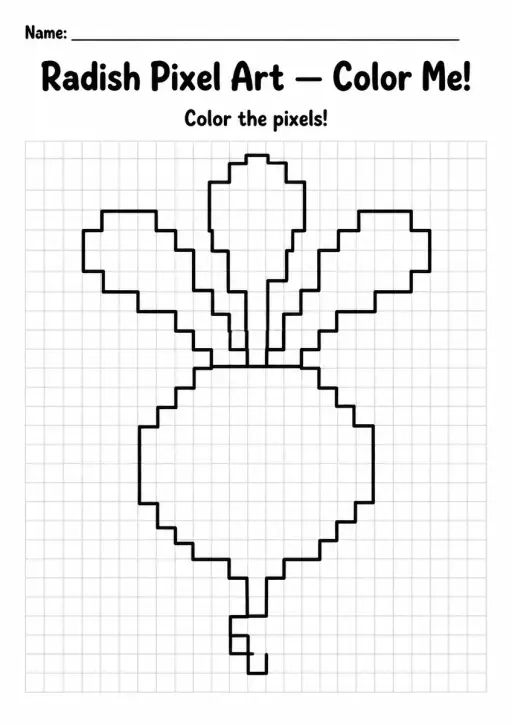 Radish Pixel Art Coloring Page