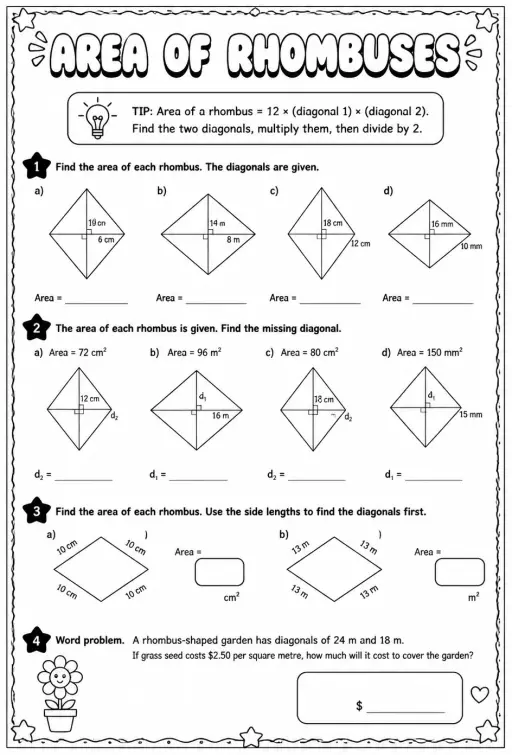 Area of rhombuses