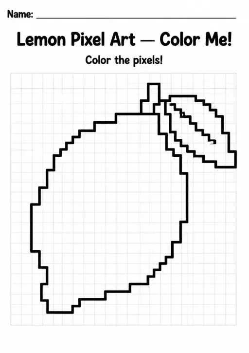Lemon Pixel Art Coloring Page