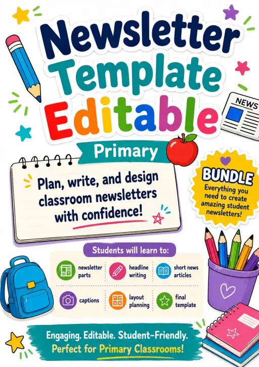 Newsletter Template Editable Worksheet Pack