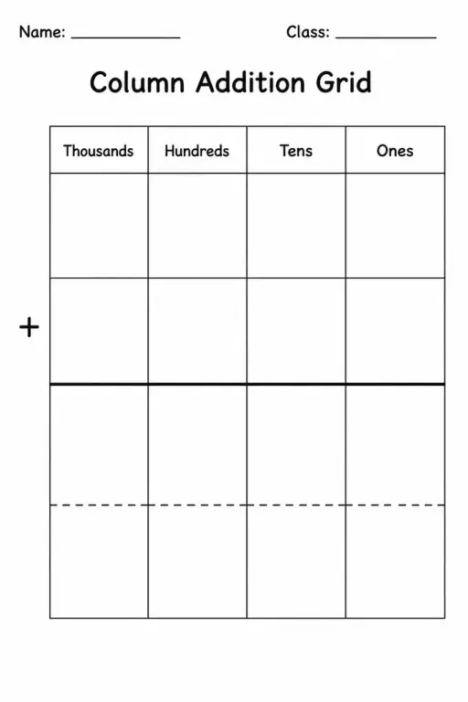 Column Addition Grid