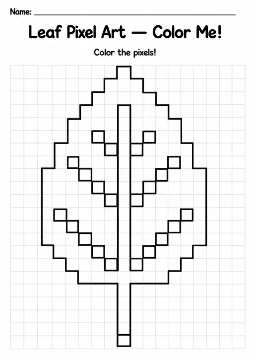 Leaf Pixel Art Coloring Page