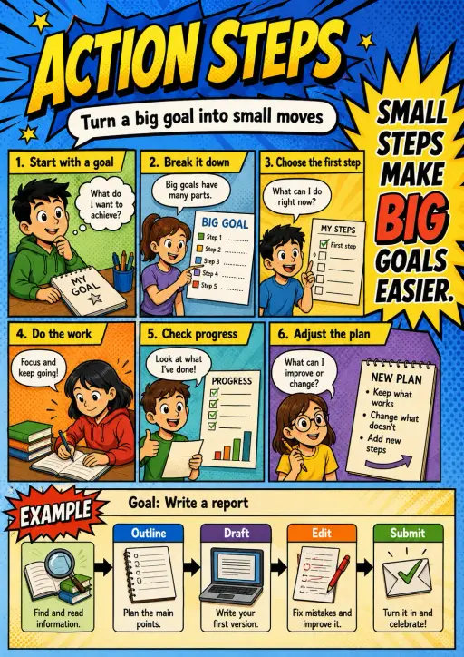 Action Steps Goals Infographic