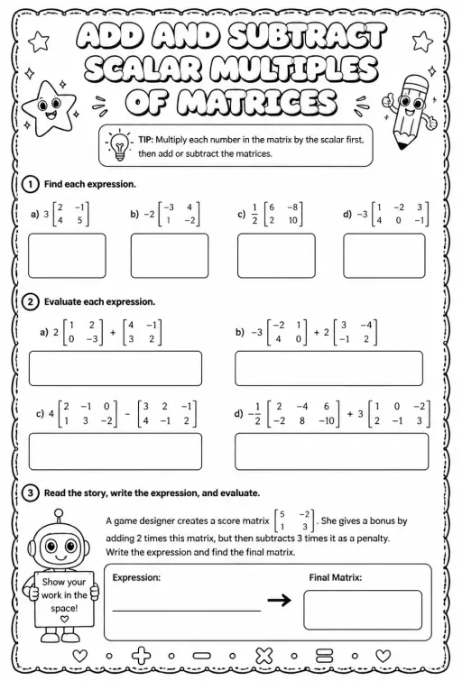 Add and subtract scalar multiples of matrices