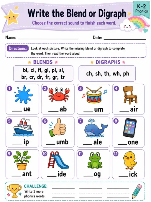 Write the Blend or Digraph - Set 2