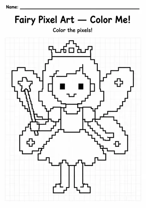 Fairy Pixel Art Coloring Page