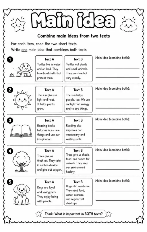 Combine main ideas from two texts