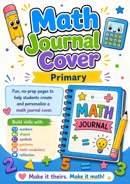 Math Journal Cover Worksheet Pack