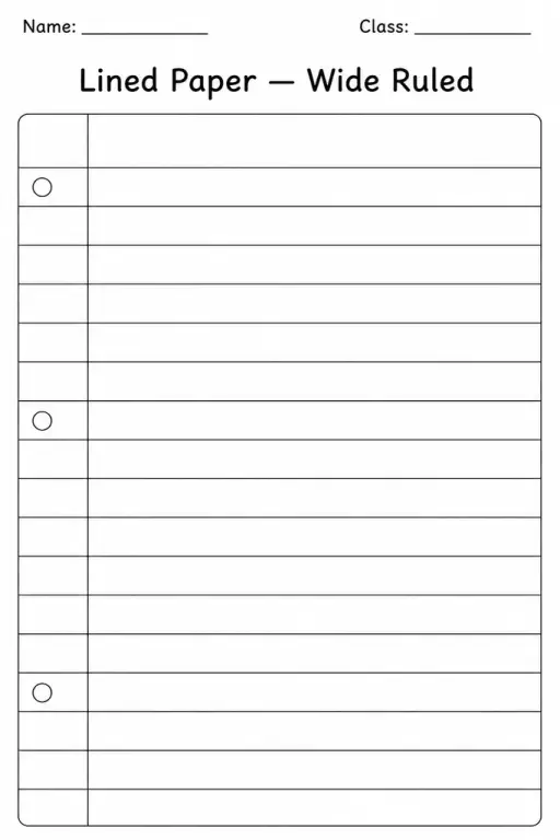 Lined Paper — Wide Ruled