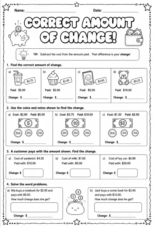 Correct amount of change