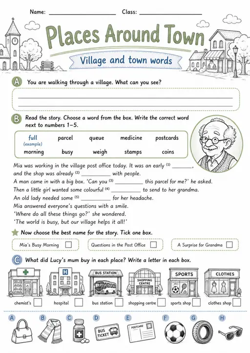 Cambridge Flyers - Places Around Town | Free Worksheet