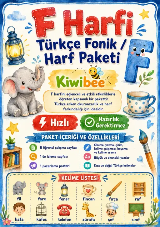 Turkish Letter F Phonics Worksheets Pack