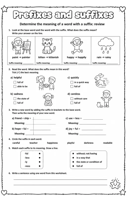 Determine the meaning of a word with a suffix: review