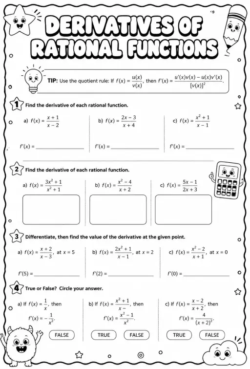 Find derivatives of rational functions