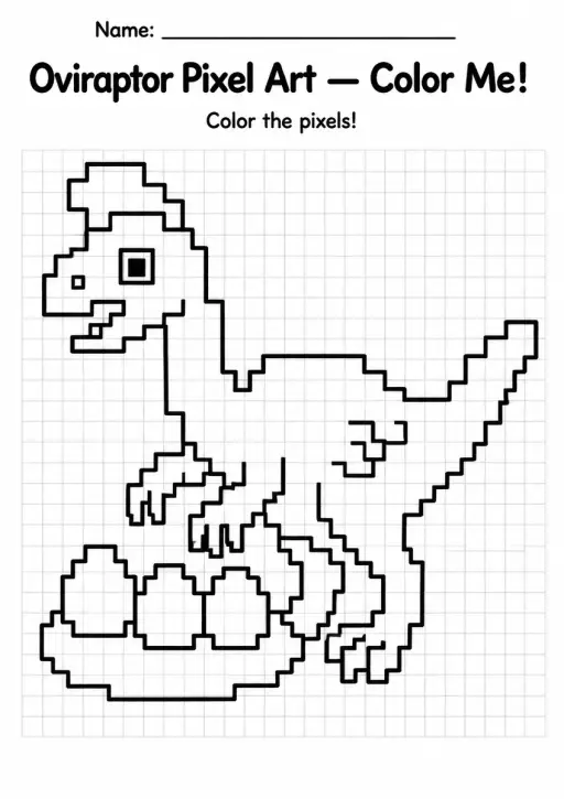 Oviraptor Pixel Art Coloring Page