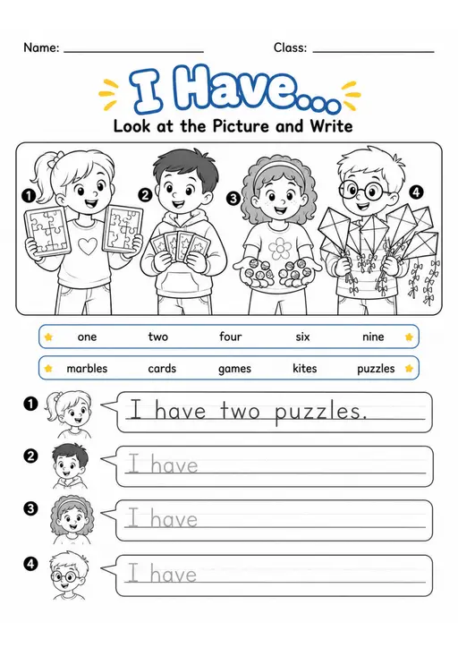 I Have... | Grade 1 English Language Arts Worksheet
