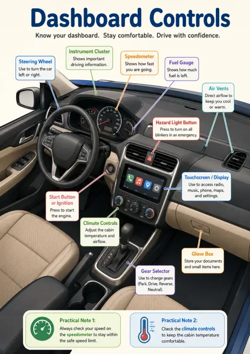 Dashboard Controls Car Parts Infographic