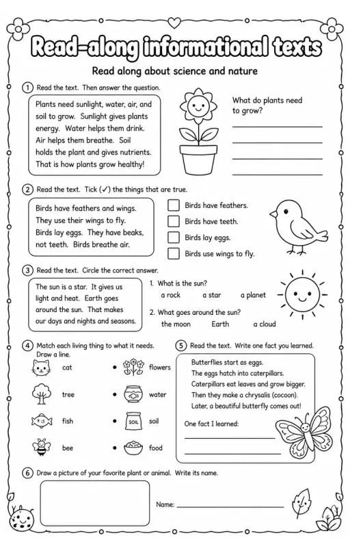 Read along about science and nature