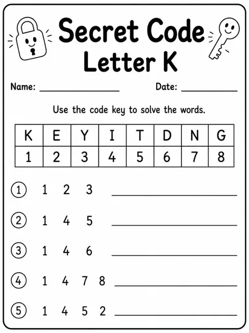 Kindergarten Secret Code Alphabet Worksheet Pack - Set 3