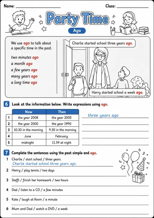 Party Time | Grades 3-4 Grammar Worksheet