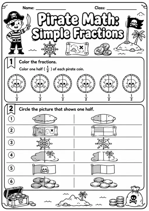 Pirate Math: Position and Direction Worksheet Pack