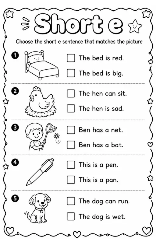 Choose the short e sentence that matches the picture