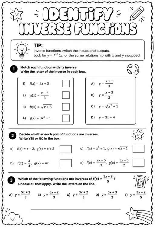 Identify inverse functions