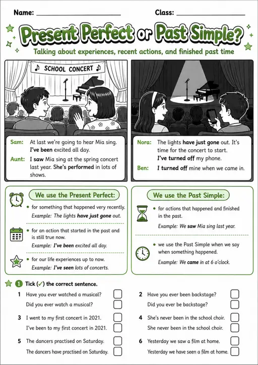 Present Perfect or Past Simple Pack - 3 Worksheets | Grade 5