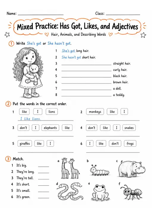Mixed Present Simple Review Pack - 2 Worksheets | Grade 1 Grammar